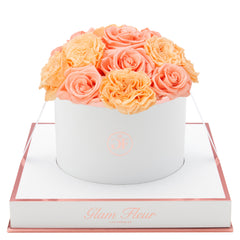 Blanche Round Van Gogh Peach and Coral Preserved Roses
