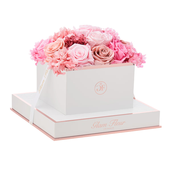 Pink Fusion Blanche Square Preserved Rose - Glam Fleur