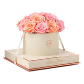 Montagé Round Light Pink and Peach Preserved Roses