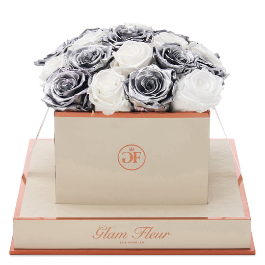 Montagé Square Metallic Silver and Glow White