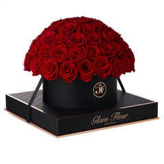 Noir Grande Round Red Preserved Roses