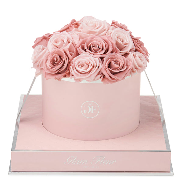 Rosé Round Classic Pink & Blush Preserved Rose - Glam Fleur
