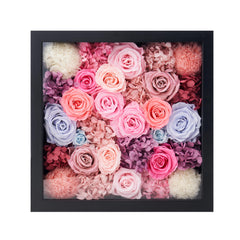 Pink Blue Bliss Preserved Flower Art Frame