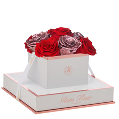 Blanche Chic Light Red and Metallic Vintage Preserved Roses