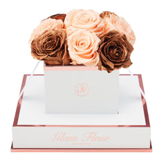 Blanche Chic Peach and Metallic Copper Preserved Roses