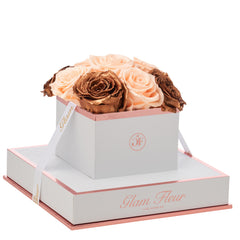 Blanche Chic Peach and Metallic Copper Preserved Roses