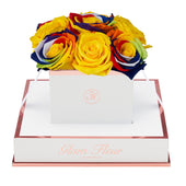 Blanche Chic Rainbow and Yellow Preserved Roses