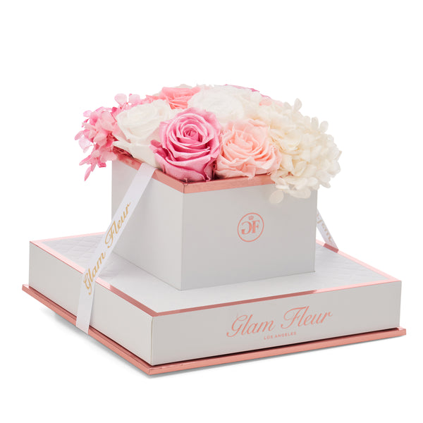 Blanche Chic Pink Ivory Fusion Preserved Rose - Glam Fleur