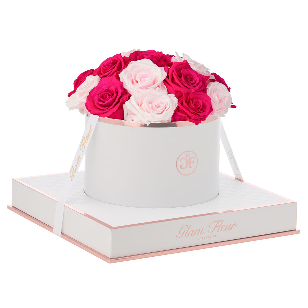 Baby Pink & Fuchsia Blanche Round Rose - Glam Fleur