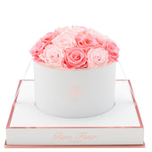 Blanche Round Baby Pink and Light Pink Preserved Roses