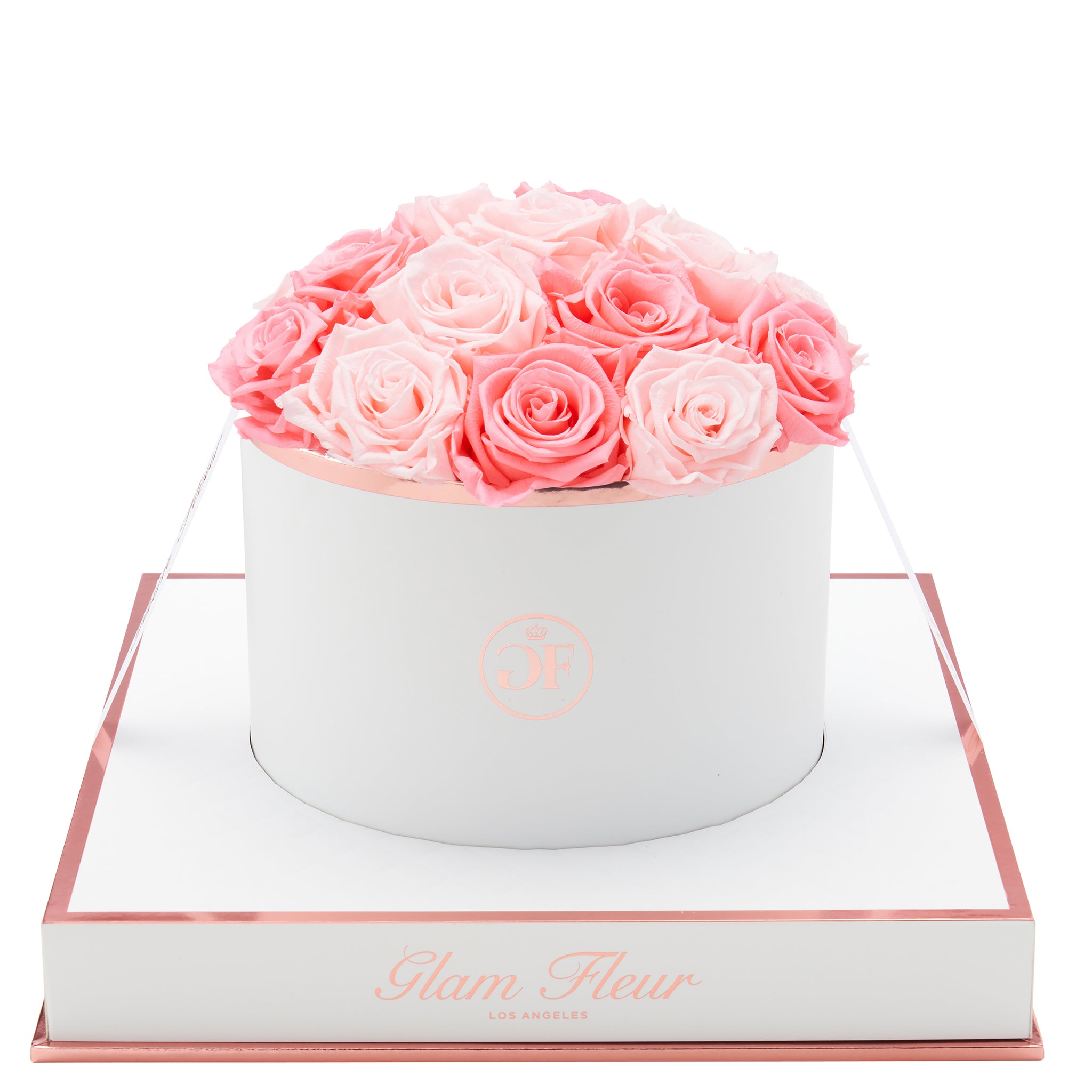 Blanche Round Baby Pink & Light Pink Preserved Rose - Glam Fleur