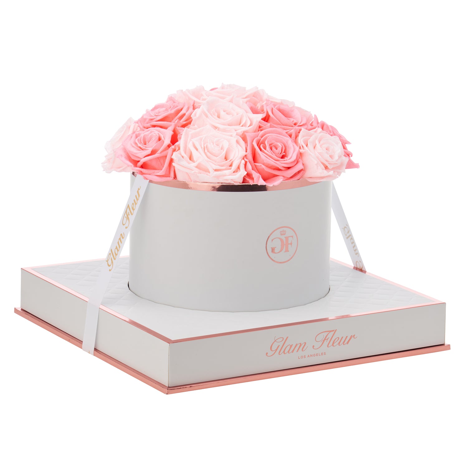 Blanche Round Baby Pink & Light Pink Preserved Rose - Glam Fleur
