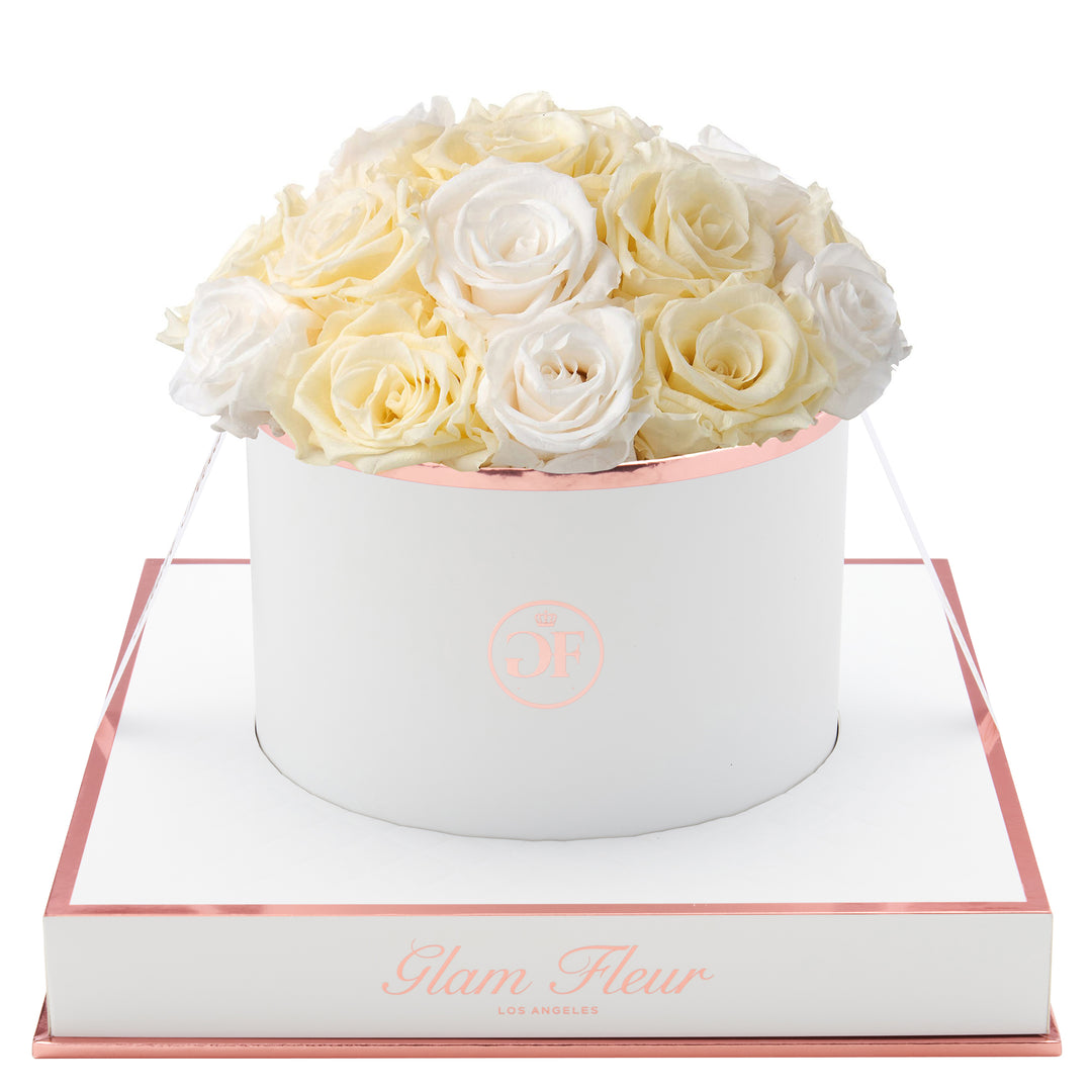 Ivory and Creme Long Lasting Preserved Roses Glam Fleur