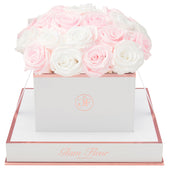 Blanche Square Baby Pink and White Preserved Roses