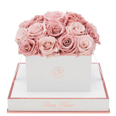Blanche Square Classic Pink and Blush Preserved Roses
