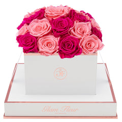 Blanche Square Fuchsia and Light Pink Preserved Roses