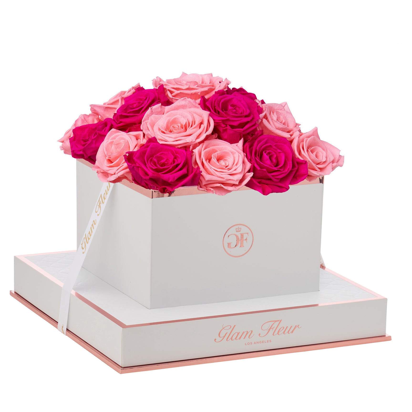 Fuchsia & Light Pink Blanche Square Rose - Glam Fleur