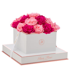 Blanche Square Fuchsia and Light Pink Preserved Roses