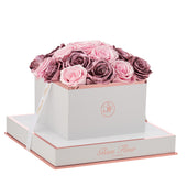 Blanche Square Metallic Vintage and Glow Pink Preserved Roses