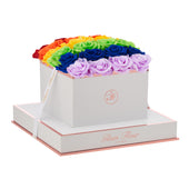 Blanche Square Rainbow Ombre Preserved Roses