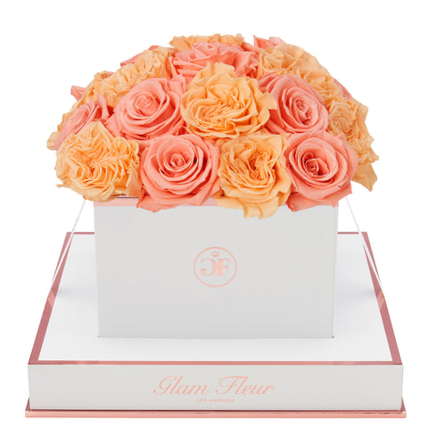 Blanche Square Van Gogh Peach Coral Roses Glam Fleur