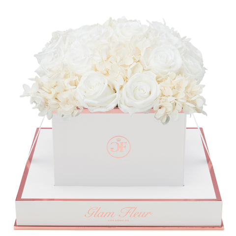 Blanche Square White Fusion Preserved Flowers