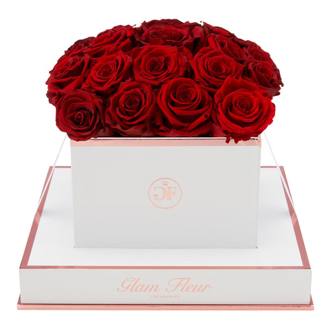 Blanche Square Red Preserved Roses