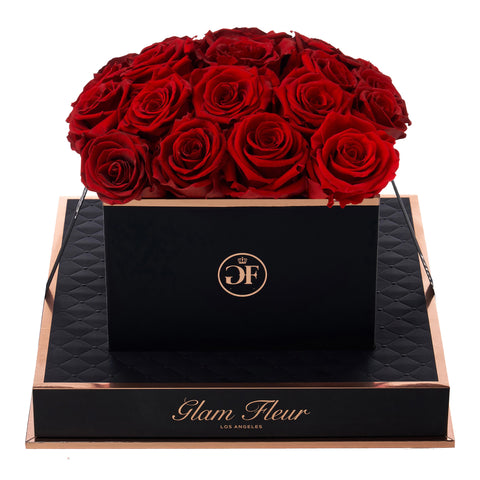 Noir Square Red Luxury Preserved Roses