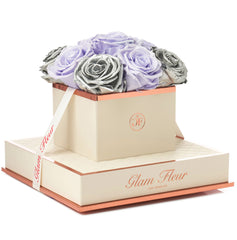Montagé Chic Glow Lavender and Metallic Silver Preserved Roses