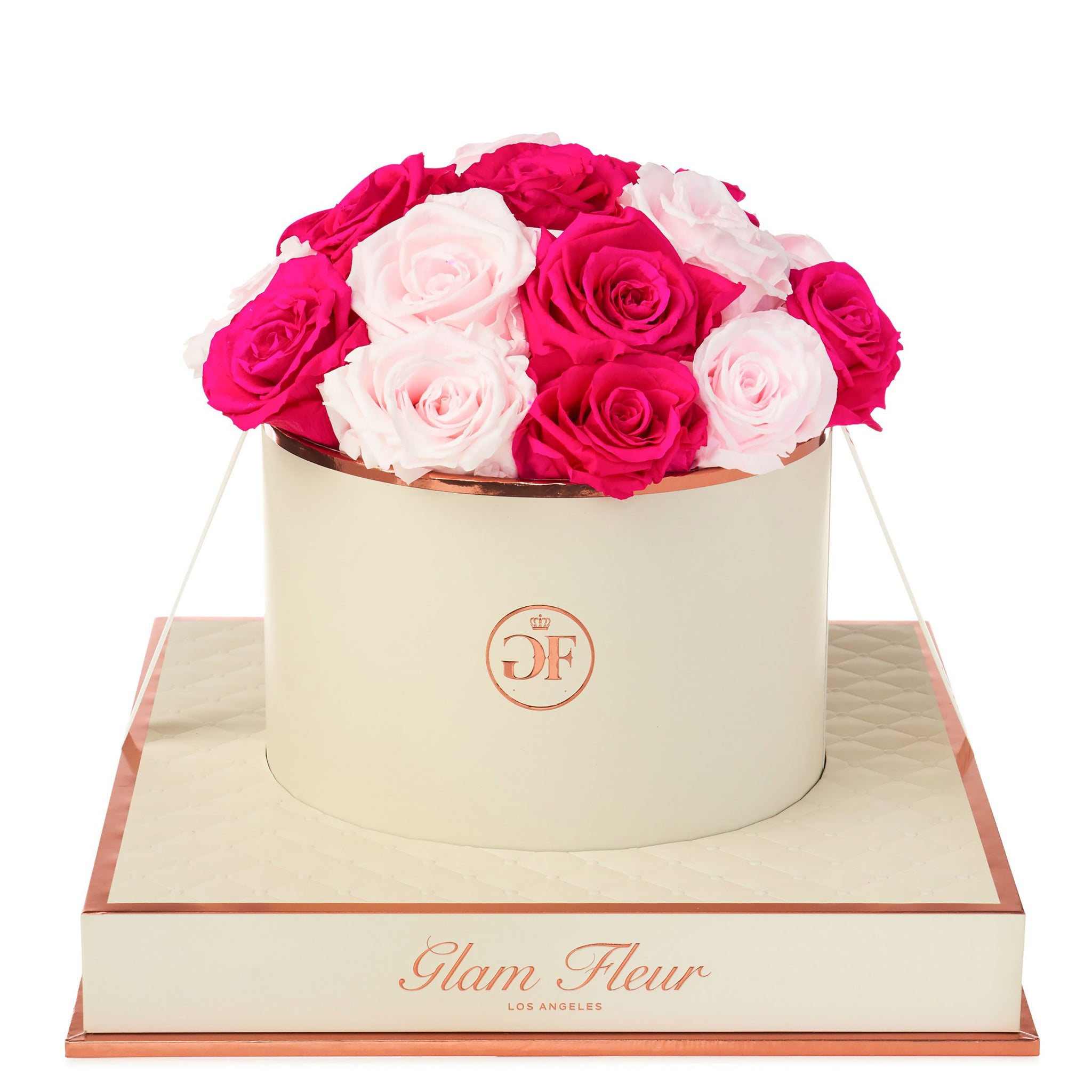Montagé Round: Baby Pink & Fuchsia Rose Elegance - Glam Fleur