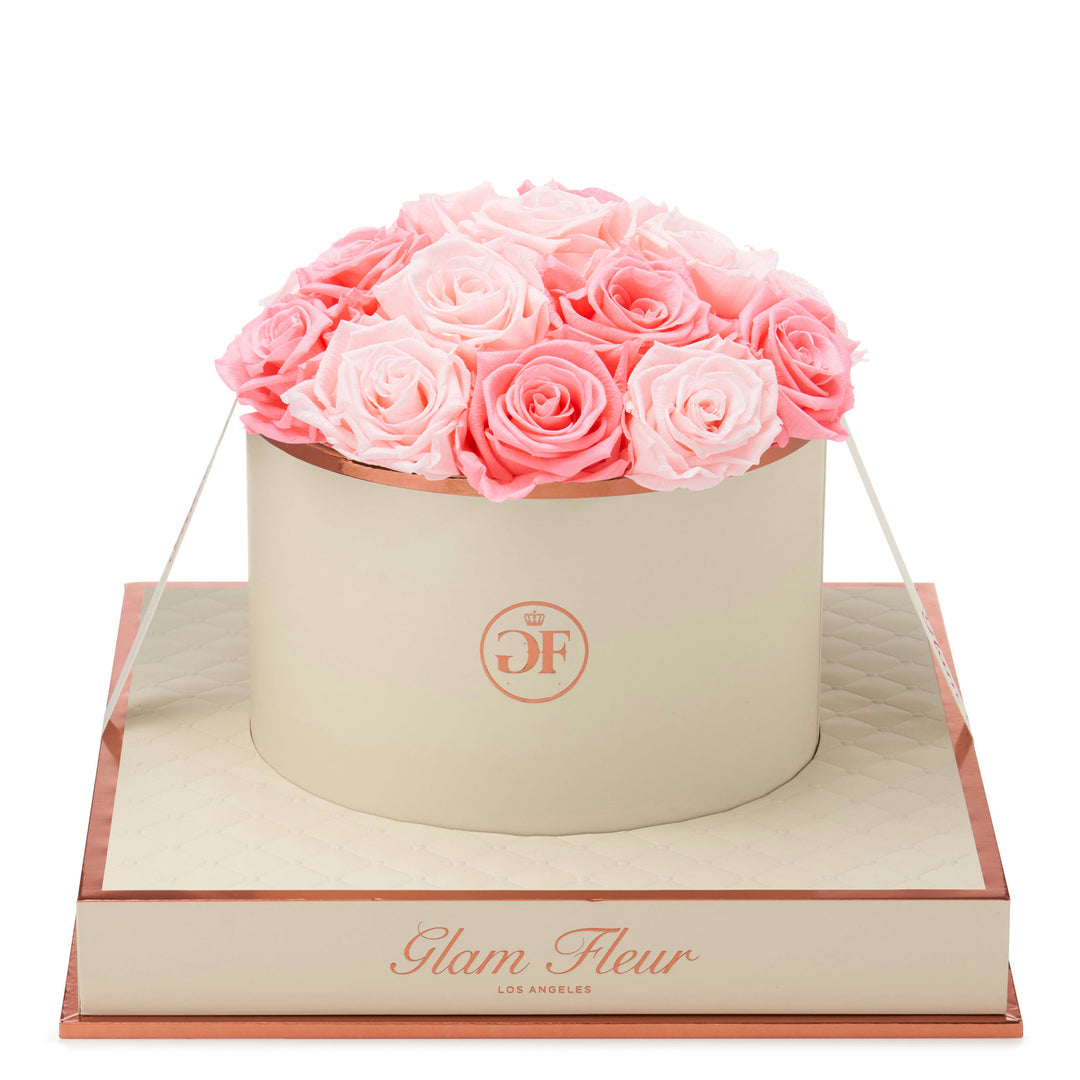 Montagé Round Baby Pink & Light Pink Preserved Rose - Glam Fleur