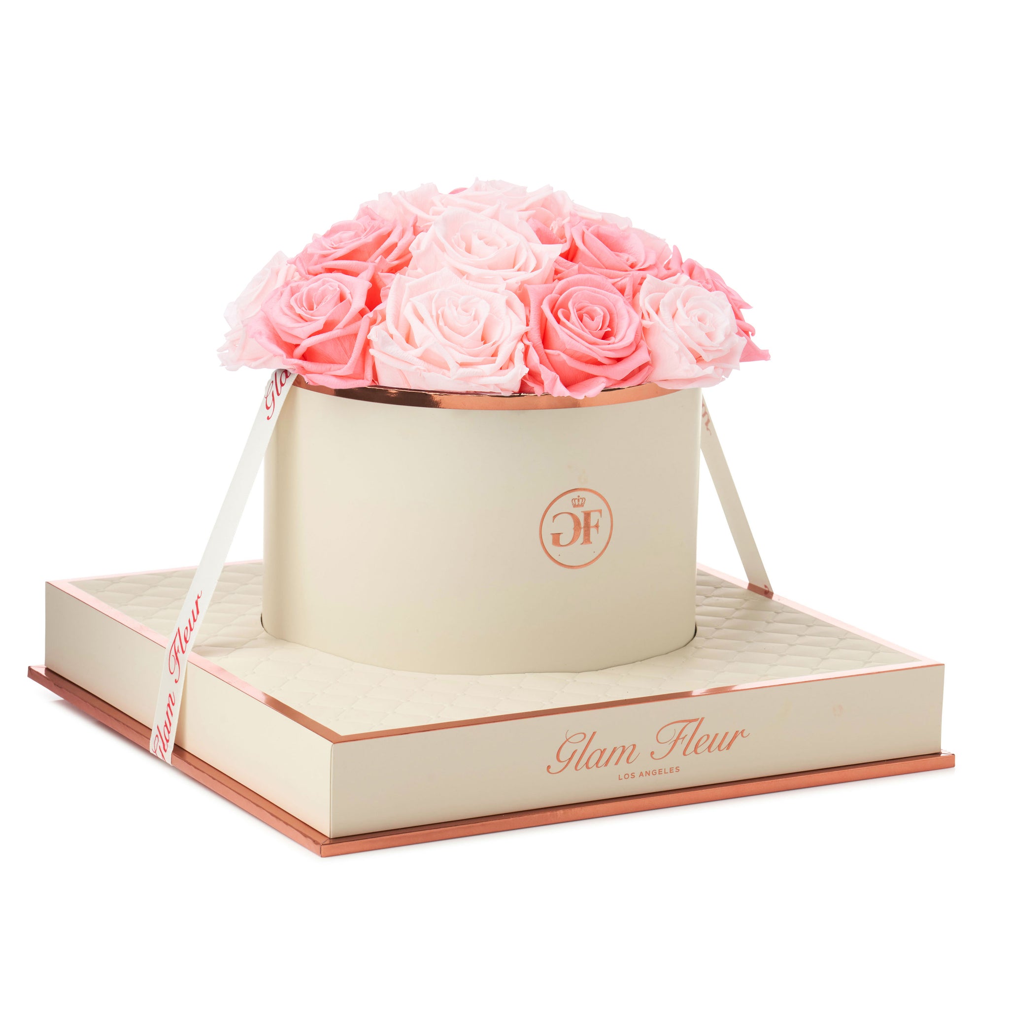 Montagé Round Baby Pink & Light Pink Preserved Rose - Glam Fleur
