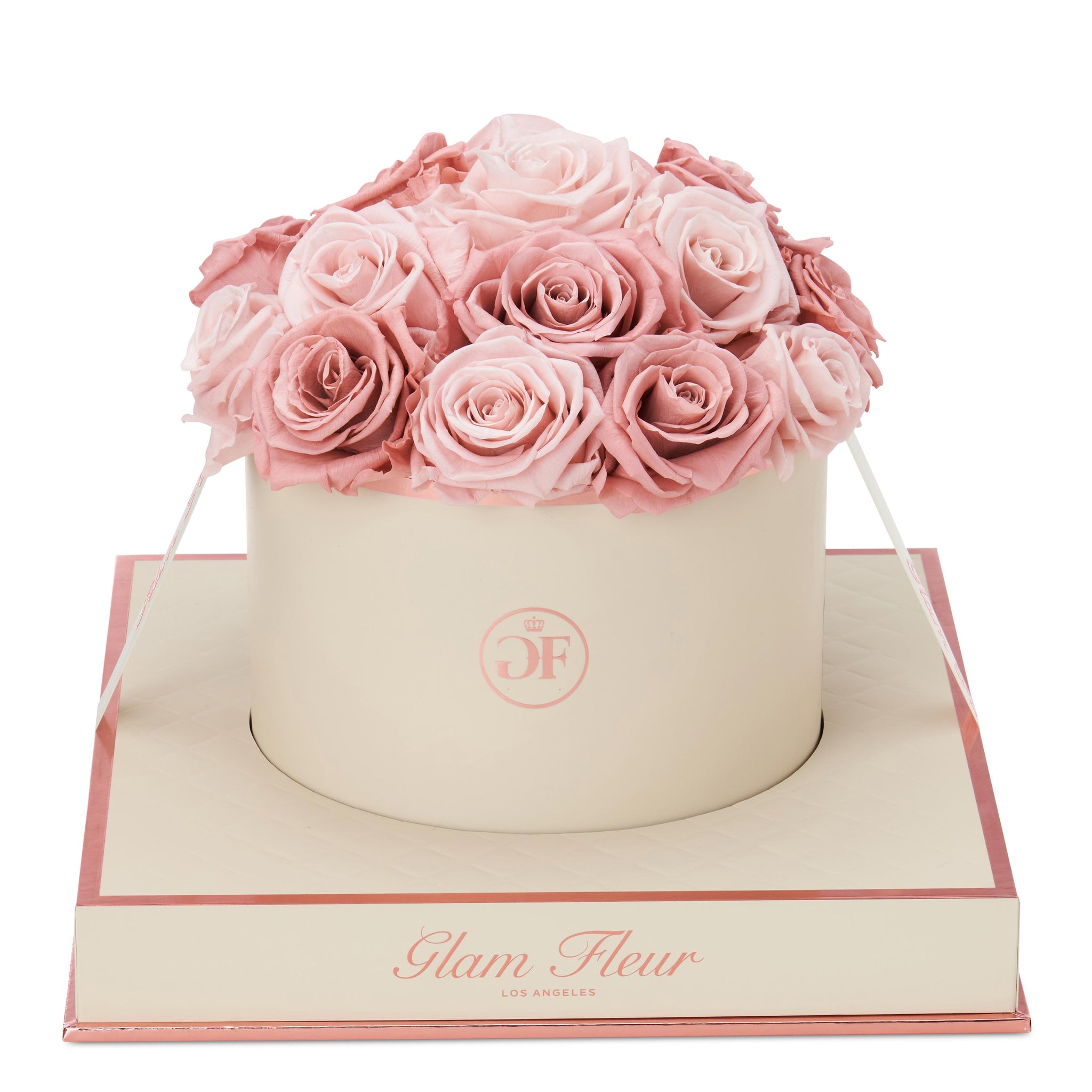 Montagé Round Classic Pink & Blush Preserved Rose - Glam Fleur