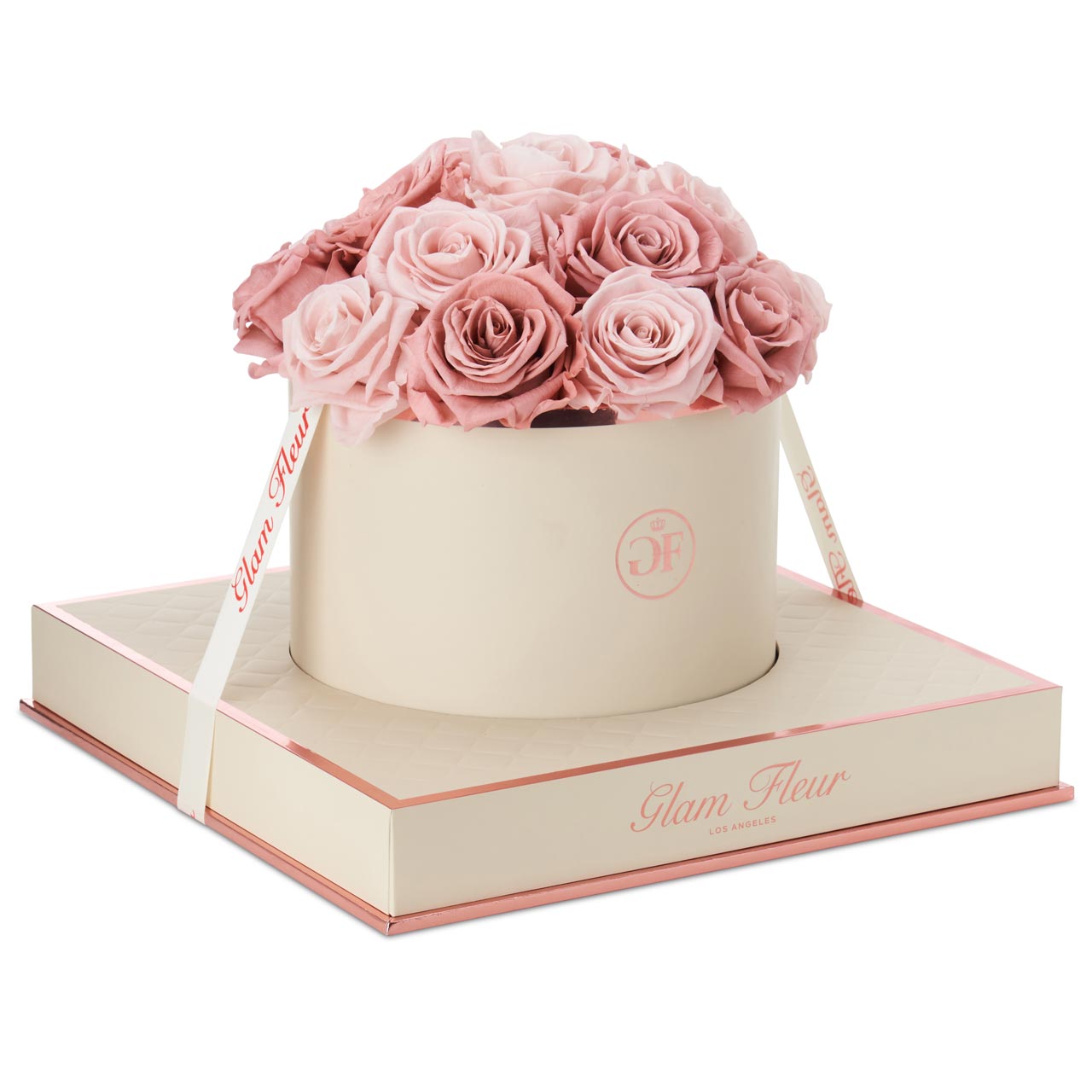 Montagé Round Classic Pink & Blush Preserved Rose - Glam Fleur