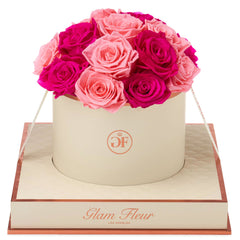 Montagé Round Fuchsia and Light Pink Preserved Roses