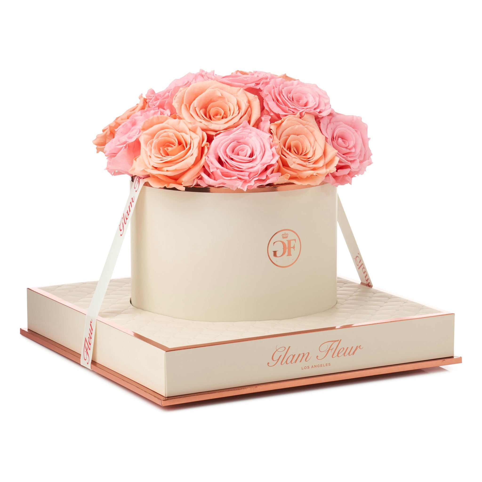 Light Pink and Peach Luxury Rose Arrangement Glam Fleur®
