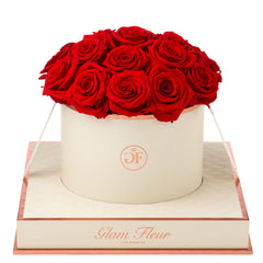 Montagé Round Light Red Preserved Roses