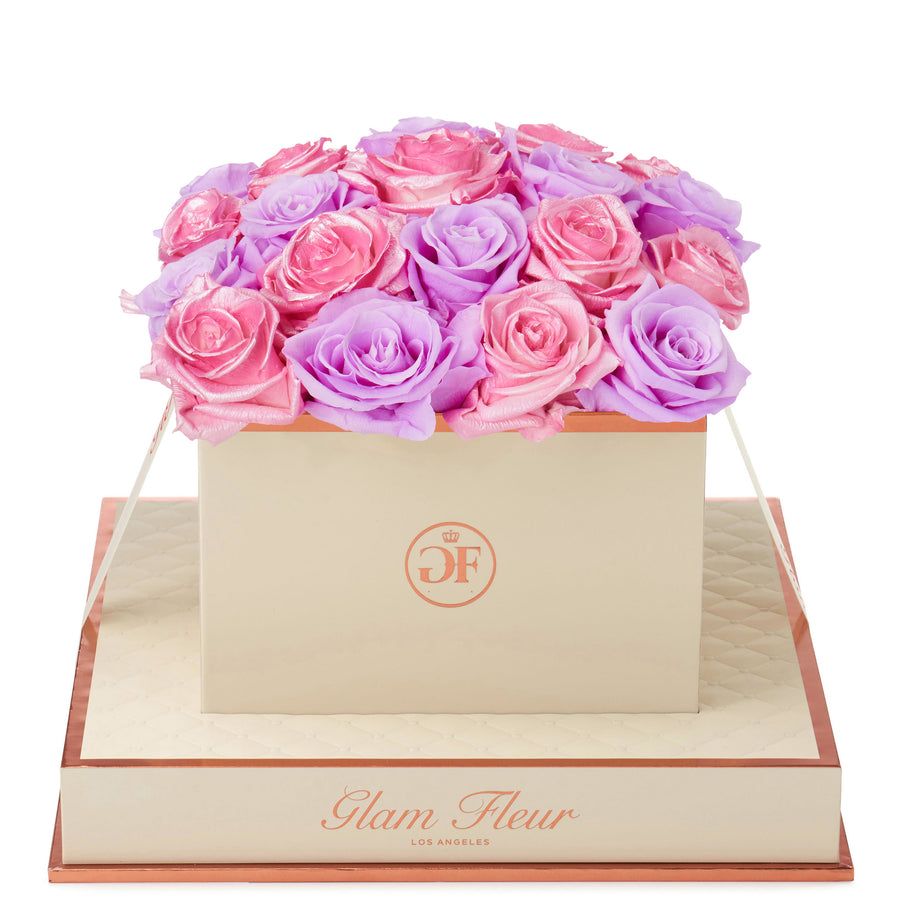 Baby Lily & Glow Pink Montagé Square Roses - Glam Fleur