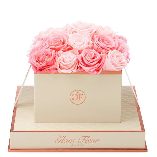 Montagé Square Baby Pink & Light Pink Preserved Rose - Glam Fleur