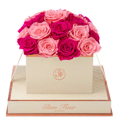 Montagé Square Fuchsia and Light Pink Preserved Roses