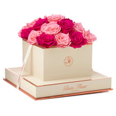 Montagé Square Fuchsia and Light Pink Preserved Roses