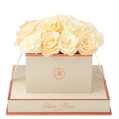 Montagé Square Ivory and Creme Preserved Roses
