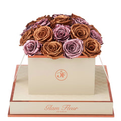 Montagé Square Metallic Copper and Metallic Vintage Preserved Roses