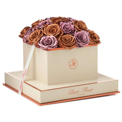 Montagé Square Metallic Copper and Metallic Vintage Preserved Roses