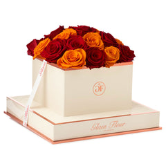 Montagé Square Red and Orange Preserved Roses