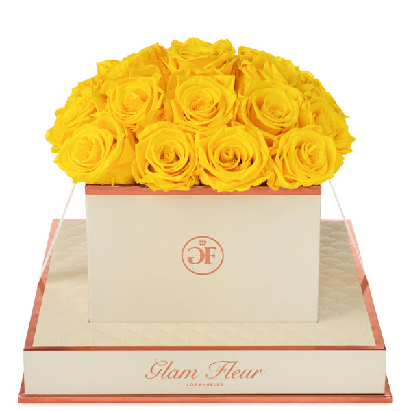 Yellow Forever Roses - Preserved Roses in a Box - Glam Fleur