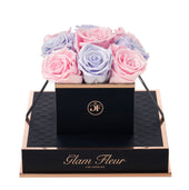 Noir Chic Glow Pink and Glow Lavender Preserved Roses