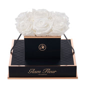 Noir Chic Glow White Preserved Roses