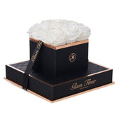 Noir Chic Glow White Preserved Roses