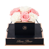 Noir Chic Ivory and Light Pink Preserved Roses